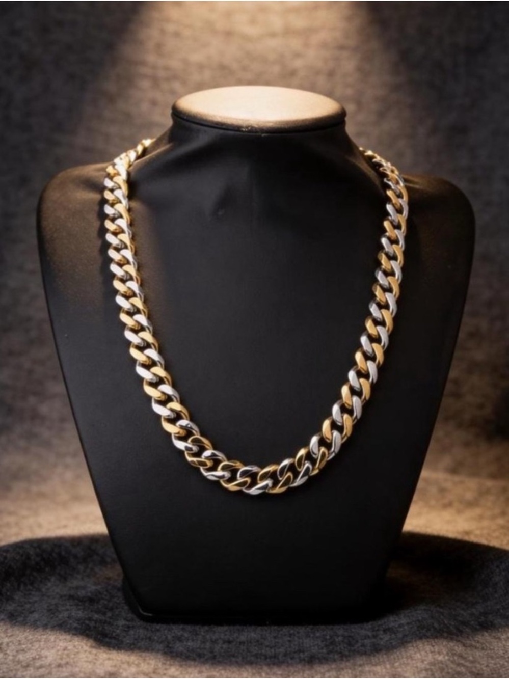 Men's Two-Tone Gold & Silver Cuban Link Chain Necklace